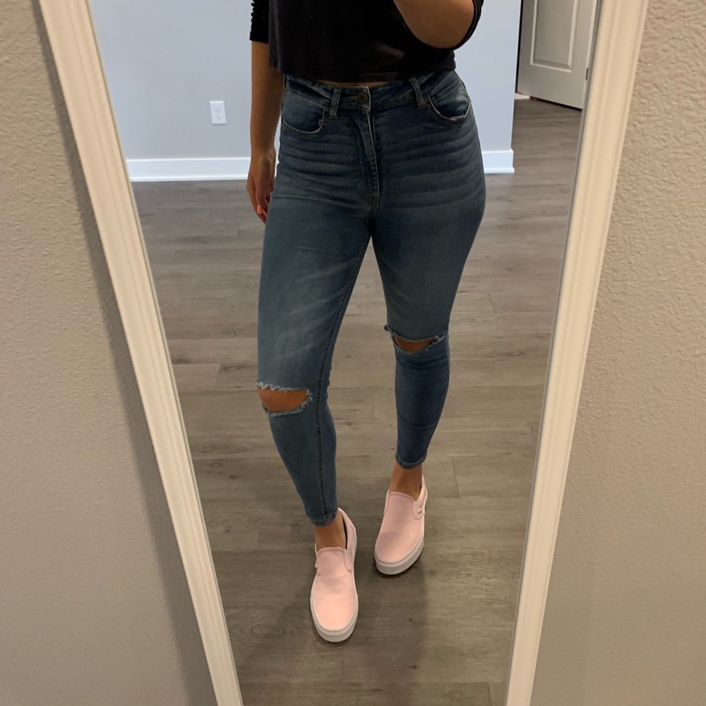 Rue 21 super high rise distressed skinny jeans